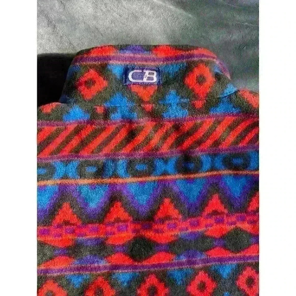 VTG CB Sports Aztec Print 90’s Vest Full Zipper Style Unisex Size Small Gorpcore - Picture 8 of 8